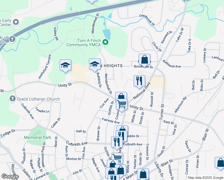map of restaurants, bars, coffee shops, grocery stores, and more near 804 Mendenhall Street in Thomasville