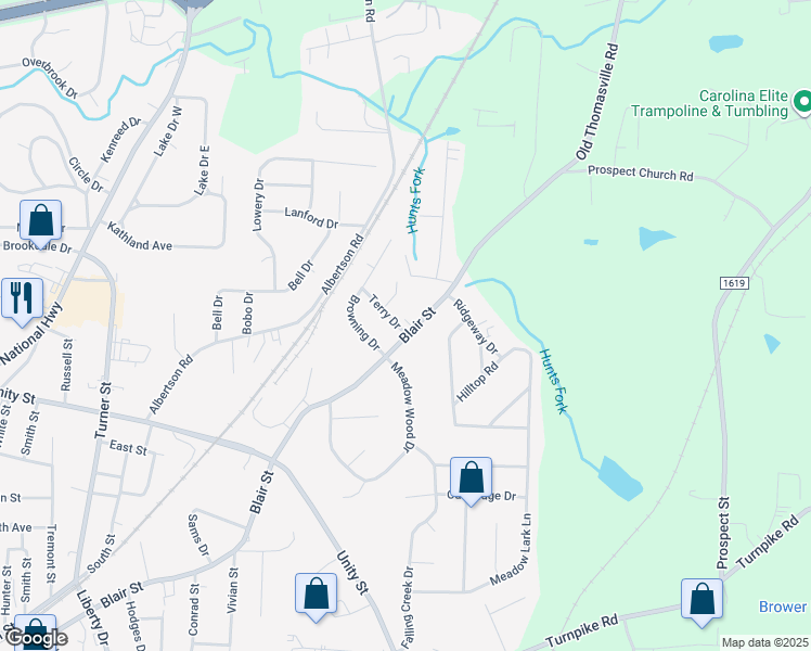 map of restaurants, bars, coffee shops, grocery stores, and more near 1384 Blair Street in Thomasville