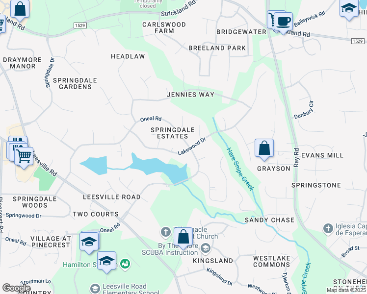 map of restaurants, bars, coffee shops, grocery stores, and more near 8709 Oneal Road in Raleigh