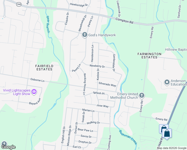 map of restaurants, bars, coffee shops, grocery stores, and more near 2807 Henderson Lane in Murfreesboro