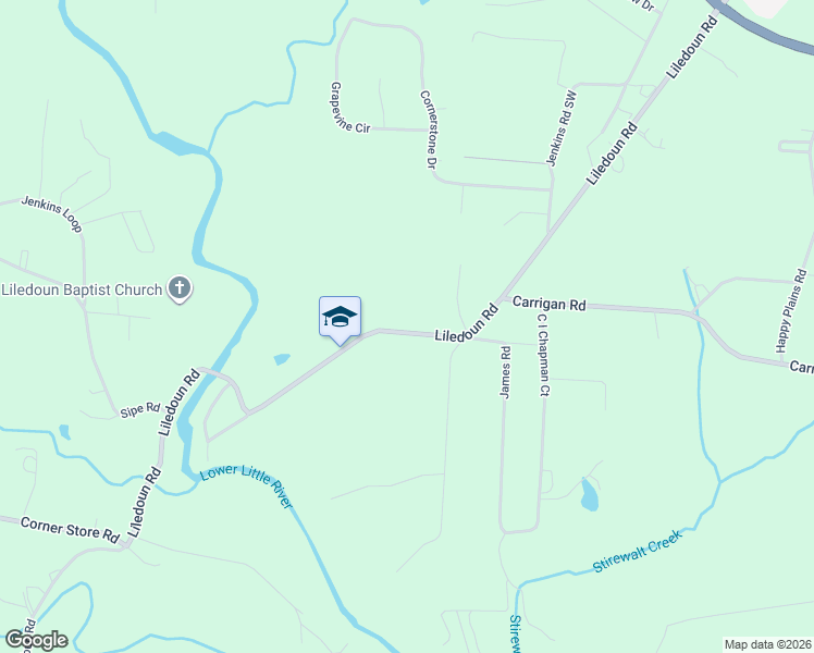 map of restaurants, bars, coffee shops, grocery stores, and more near 2080 Liledoun Road in Taylorsville