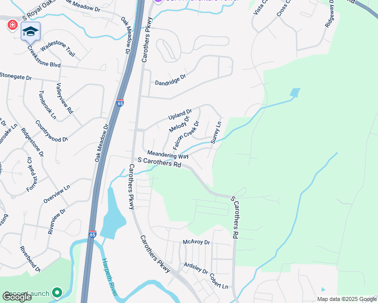 map of restaurants, bars, coffee shops, grocery stores, and more near 1052 Meandering Way in Franklin