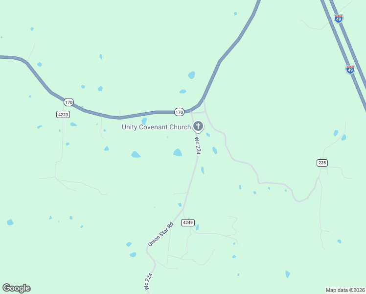 map of restaurants, bars, coffee shops, grocery stores, and more near Union Star Road in West Fork