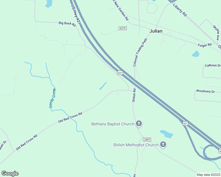 map of restaurants, bars, coffee shops, grocery stores, and more near 4125 Old Red Cross Road in Julian