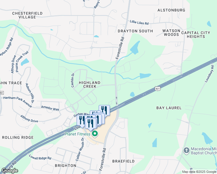 map of restaurants, bars, coffee shops, grocery stores, and more near 8632 Hartham Park Avenue in Raleigh