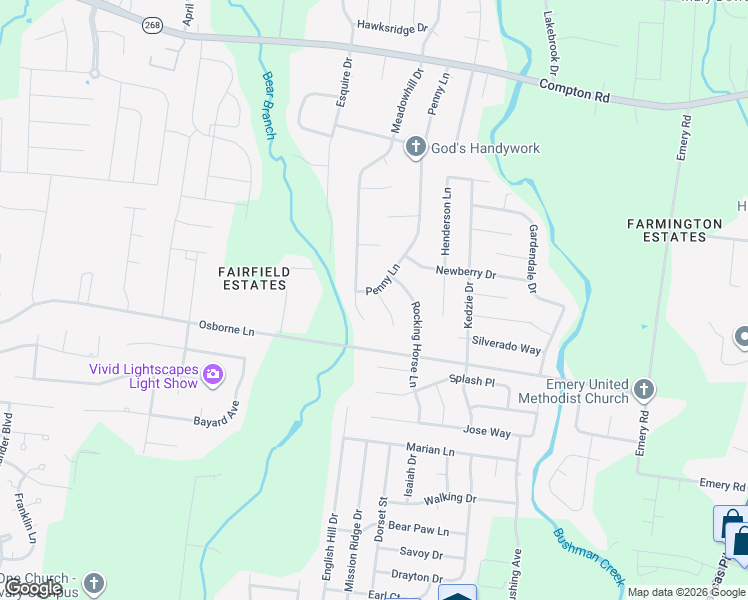 map of restaurants, bars, coffee shops, grocery stores, and more near 2814 Meadowhill Drive in Murfreesboro