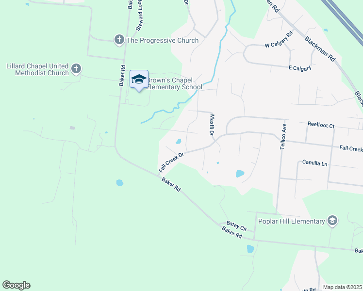 map of restaurants, bars, coffee shops, grocery stores, and more near 901 Fall Creek Drive in Murfreesboro
