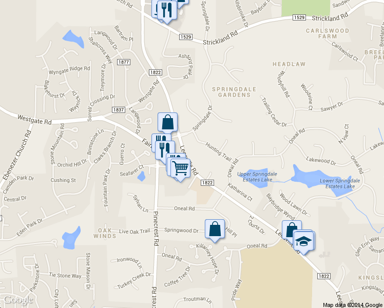 map of restaurants, bars, coffee shops, grocery stores, and more near 9112 Leesville Road in Raleigh