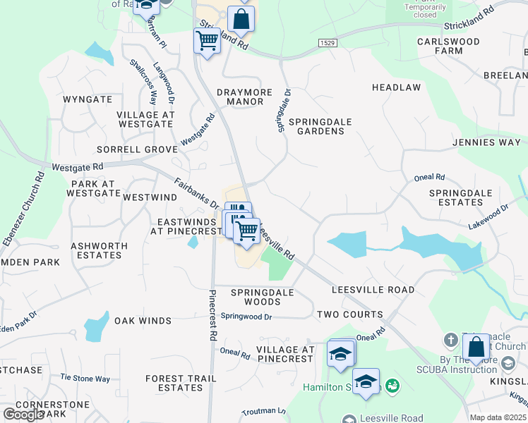 map of restaurants, bars, coffee shops, grocery stores, and more near 9112 Leesville Road in Raleigh