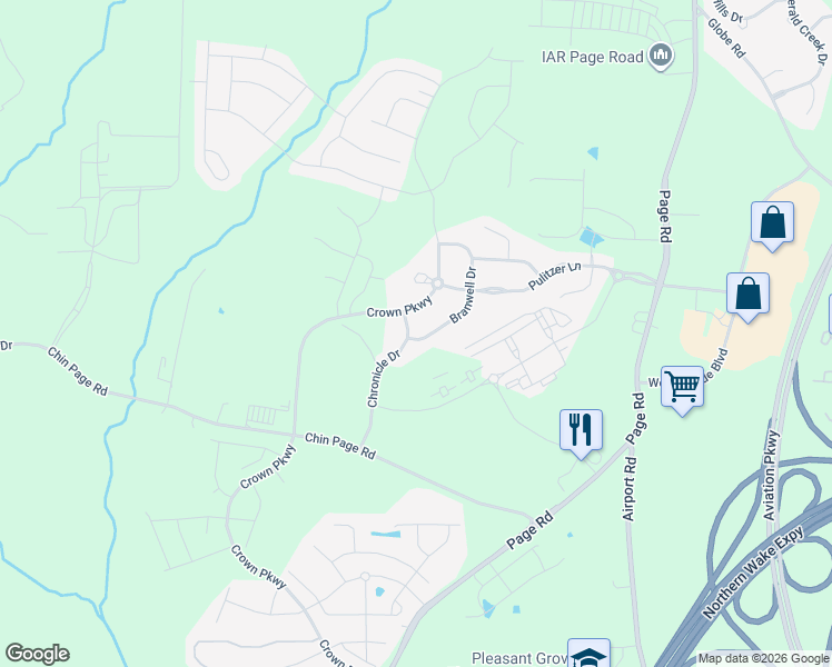 map of restaurants, bars, coffee shops, grocery stores, and more near 1005 Branwell Drive in Durham