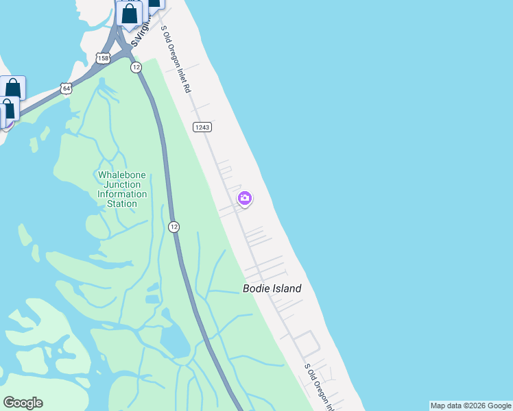 map of restaurants, bars, coffee shops, grocery stores, and more near 8405 S Old Oregon Inlet Rd in Nags Head