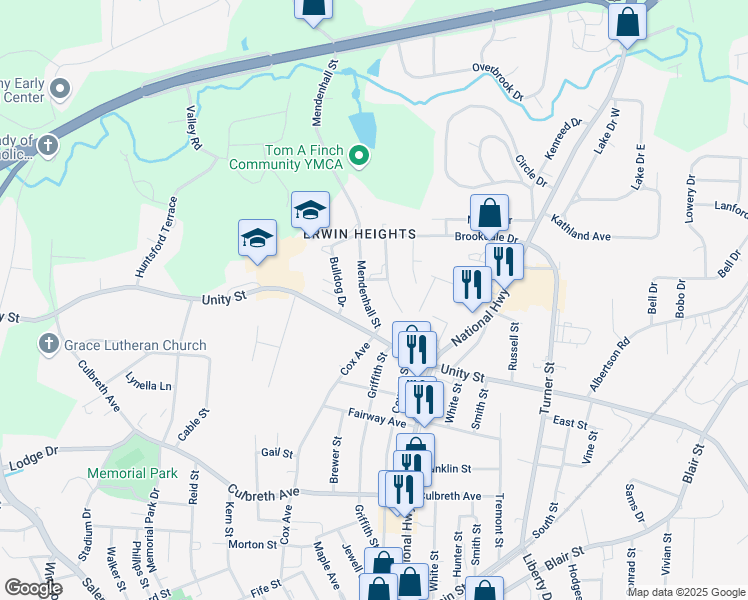 map of restaurants, bars, coffee shops, grocery stores, and more near 804 Mendenhall Street in Thomasville