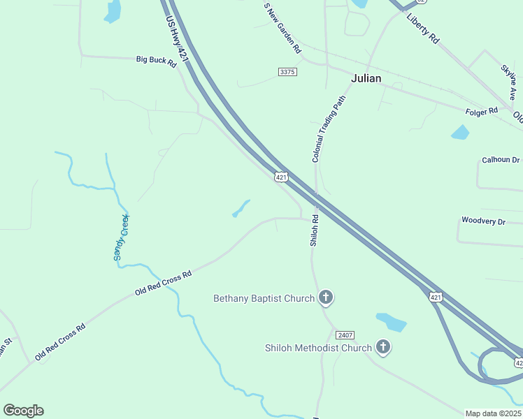 map of restaurants, bars, coffee shops, grocery stores, and more near 4125 Old Red Cross Road in Julian