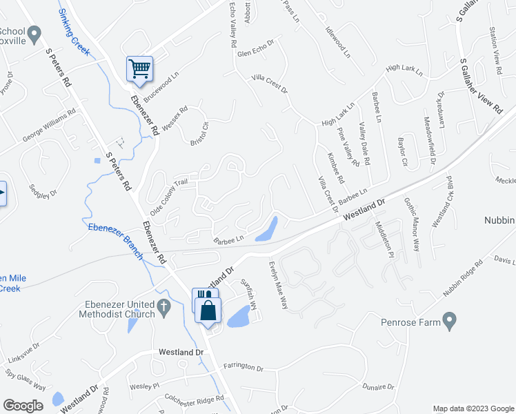 map of restaurants, bars, coffee shops, grocery stores, and more near 719 Colony Village Way in Knoxville