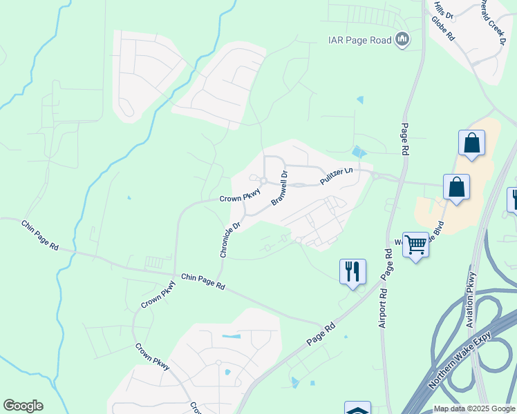 map of restaurants, bars, coffee shops, grocery stores, and more near 1015 Branwell Drive in Durham