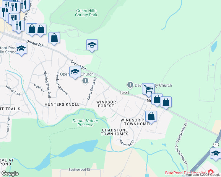 map of restaurants, bars, coffee shops, grocery stores, and more near 9608 Elham Court in Raleigh