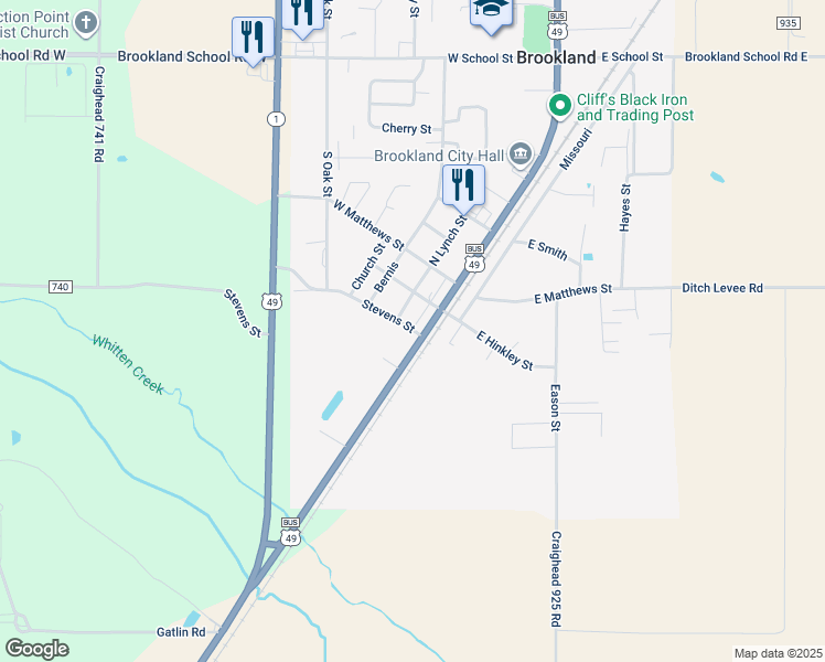 map of restaurants, bars, coffee shops, grocery stores, and more near 101B Stevens Street in Brookland
