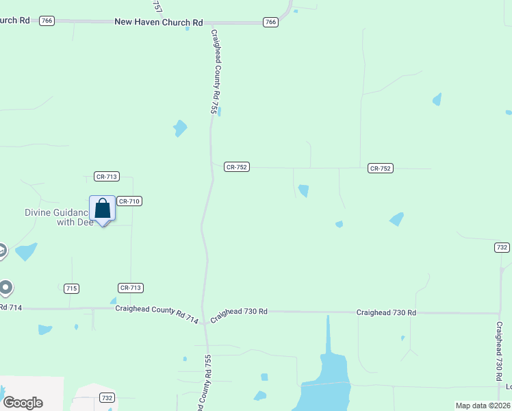 map of restaurants, bars, coffee shops, grocery stores, and more near 284 County Road 752 in Jonesboro