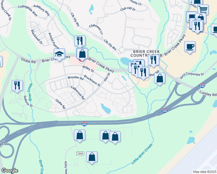 map of restaurants, bars, coffee shops, grocery stores, and more near 116 Alm Street in Raleigh