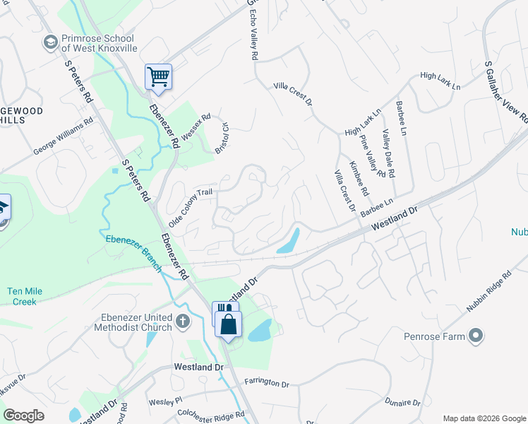 map of restaurants, bars, coffee shops, grocery stores, and more near 808 Olde Pioneer Trail in Knoxville