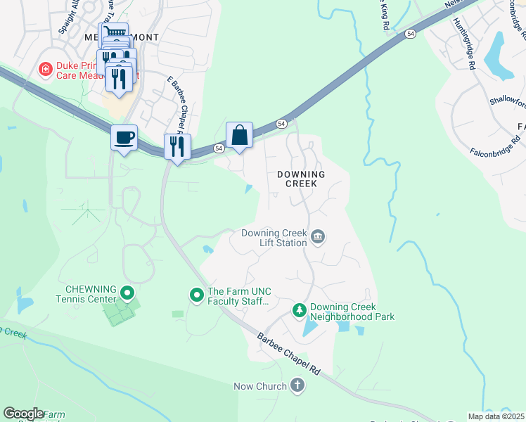 map of restaurants, bars, coffee shops, grocery stores, and more near 122 Littlejohn Road in Chapel Hill