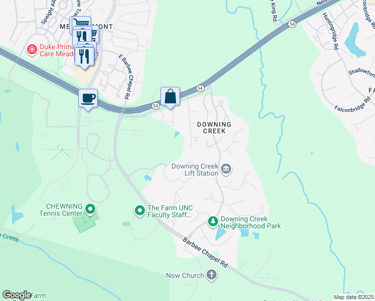 map of restaurants, bars, coffee shops, grocery stores, and more near 122 Littlejohn Road in Chapel Hill