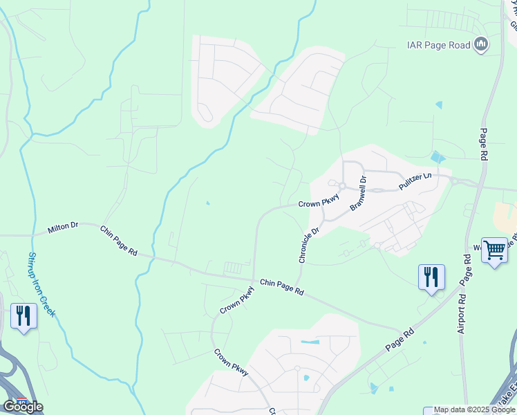 map of restaurants, bars, coffee shops, grocery stores, and more near 5321 Chin Page Road in Durham