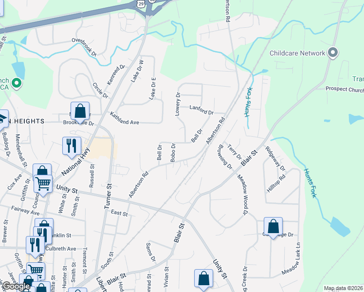 map of restaurants, bars, coffee shops, grocery stores, and more near 203 Bell Drive in Thomasville