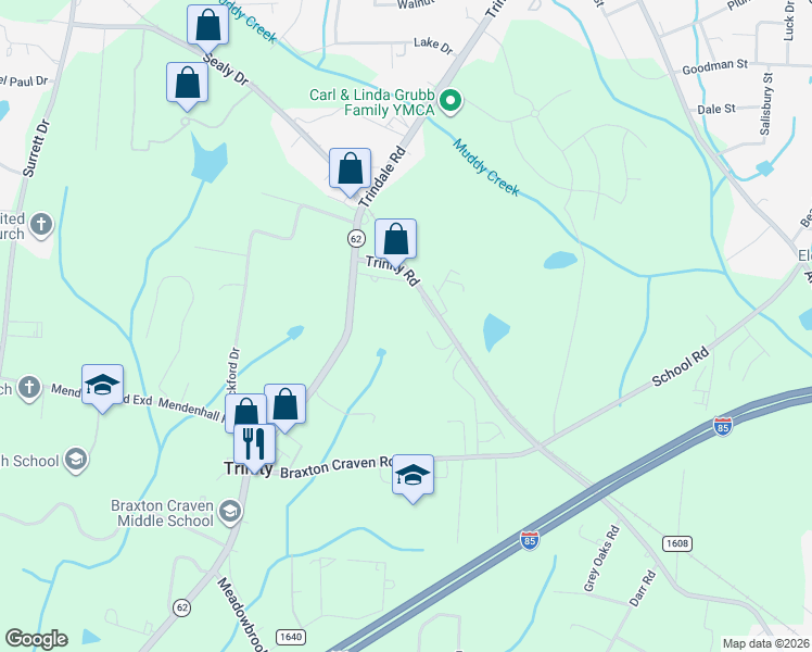 map of restaurants, bars, coffee shops, grocery stores, and more near 12957-1 Trinity Boulevard in Trinity