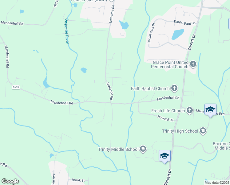 map of restaurants, bars, coffee shops, grocery stores, and more near 5456 Uwharrie Road in High Point
