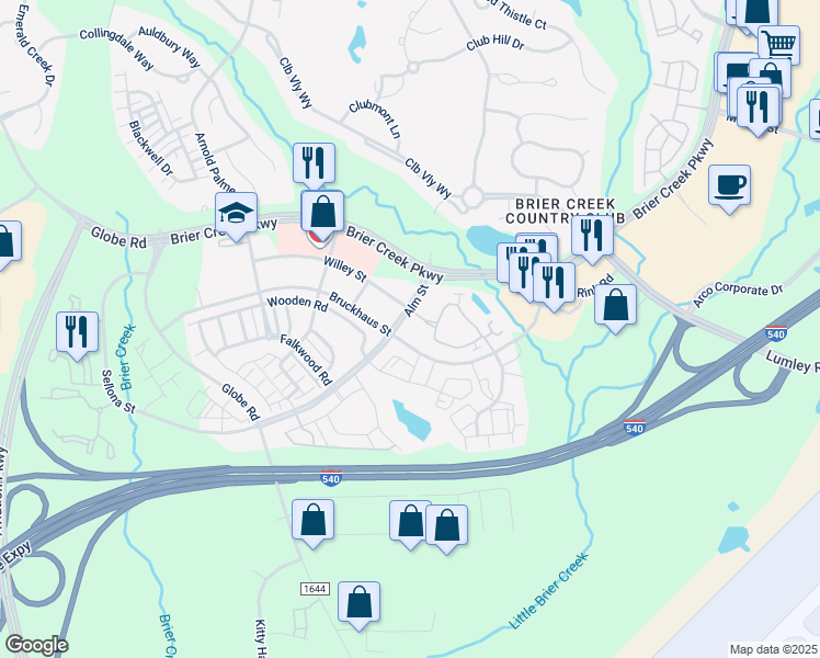 map of restaurants, bars, coffee shops, grocery stores, and more near 116 Alm Street in Raleigh