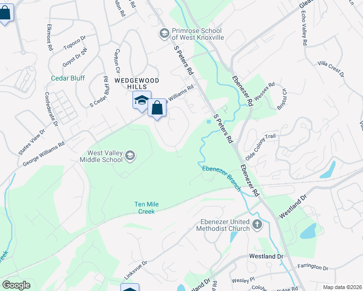 map of restaurants, bars, coffee shops, grocery stores, and more near 712 Sedgley Drive in Knoxville