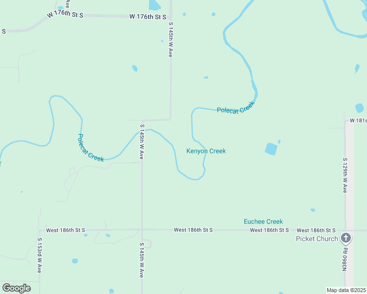 map of restaurants, bars, coffee shops, grocery stores, and more near 18101 South 145th West Avenue in Sapulpa