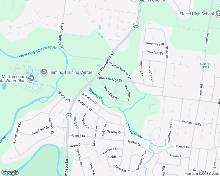 map of restaurants, bars, coffee shops, grocery stores, and more near 2615 Charter Court in Murfreesboro