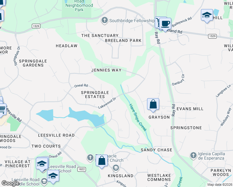 map of restaurants, bars, coffee shops, grocery stores, and more near 8704 Cliff Top Court in Raleigh