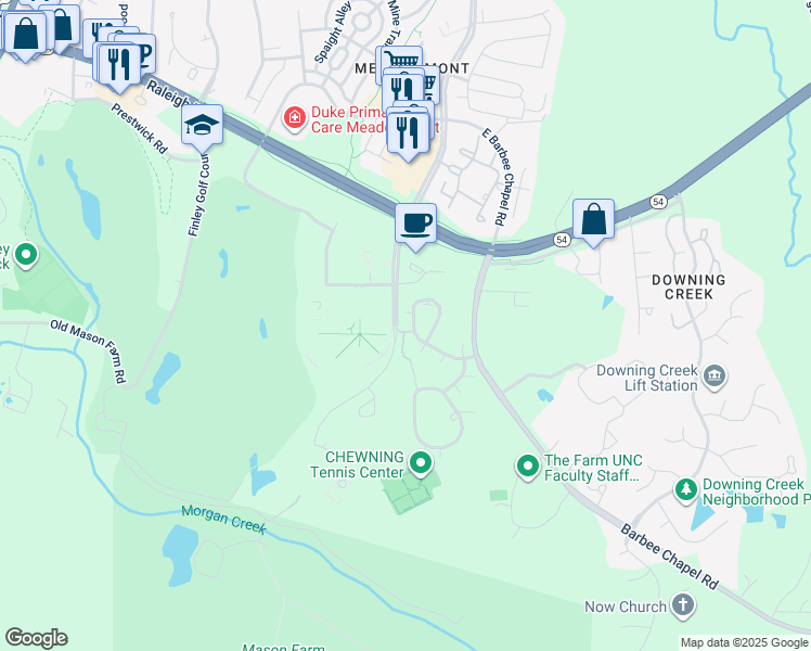 map of restaurants, bars, coffee shops, grocery stores, and more near in Chapel Hill