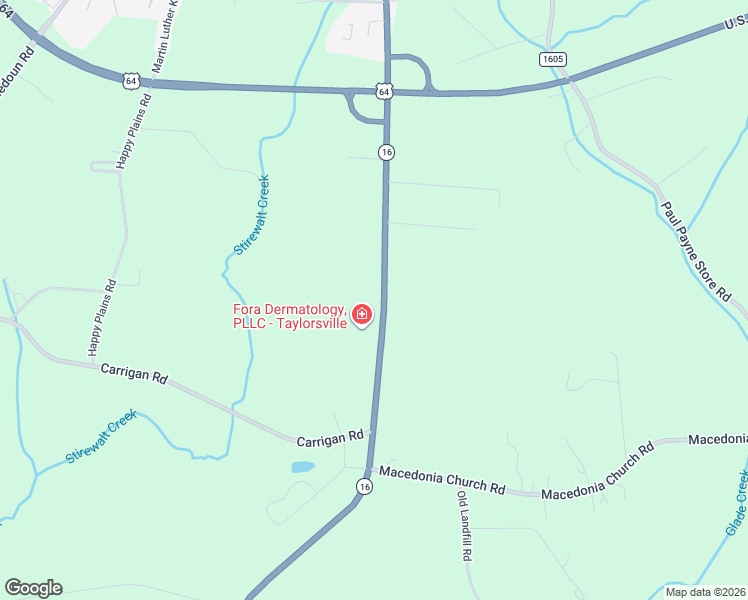 map of restaurants, bars, coffee shops, grocery stores, and more near 1596 North Carolina 16 in Township of Taylorsville