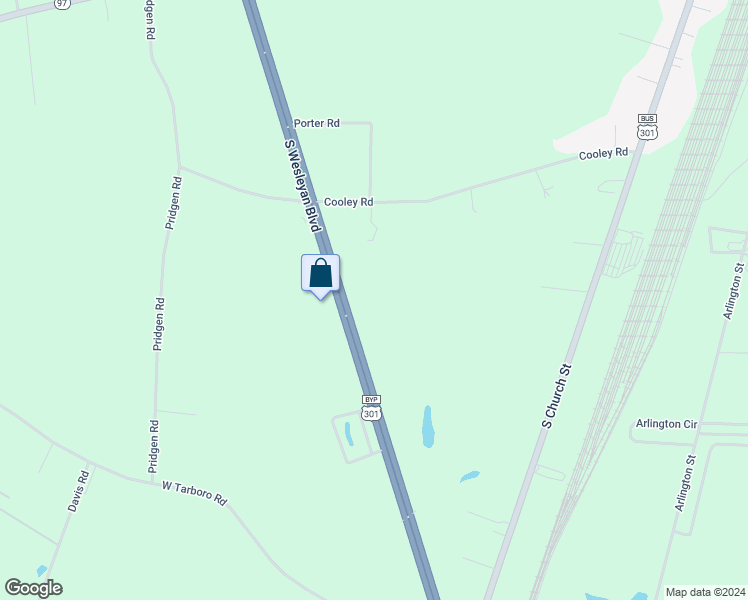 map of restaurants, bars, coffee shops, grocery stores, and more near 1841 South Wesleyan Boulevard in Rocky Mount