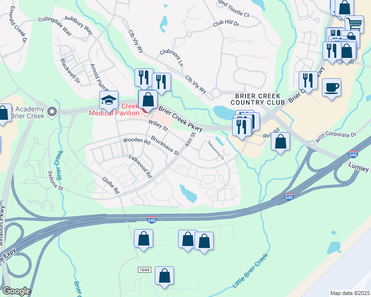 map of restaurants, bars, coffee shops, grocery stores, and more near 116 Alm Street in Raleigh