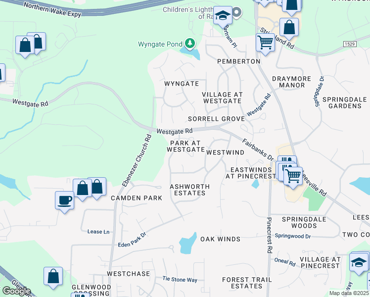 map of restaurants, bars, coffee shops, grocery stores, and more near 5644 Picnic Rock Lane in Raleigh