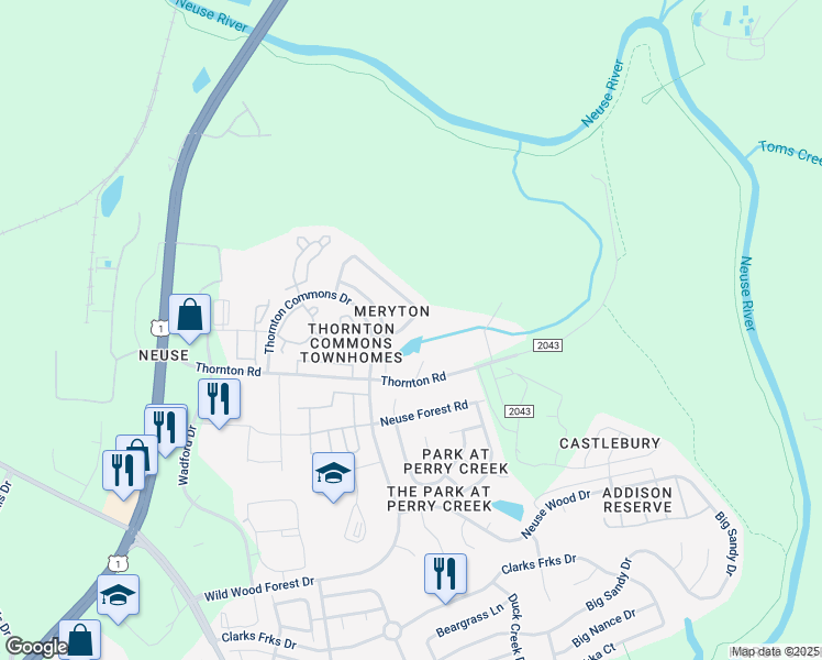 map of restaurants, bars, coffee shops, grocery stores, and more near in Raleigh