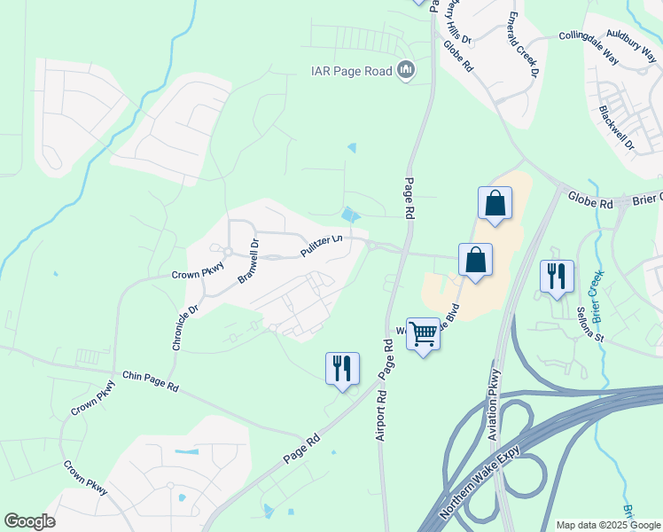 map of restaurants, bars, coffee shops, grocery stores, and more near 1523 Anthology Drive in Durham