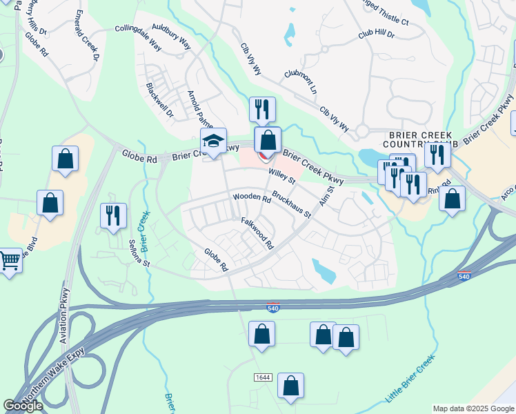 map of restaurants, bars, coffee shops, grocery stores, and more near 10111 Raven Tree Drive in Raleigh