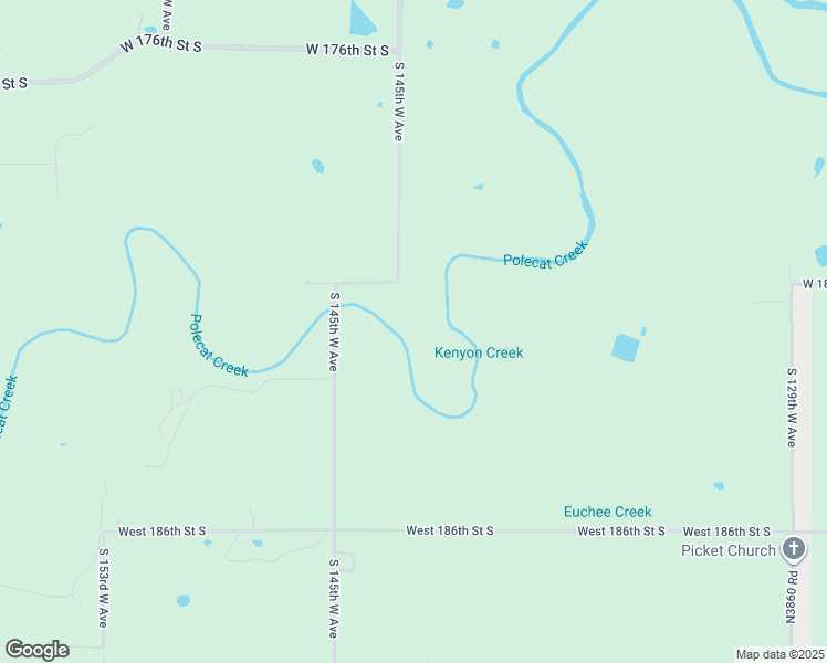 map of restaurants, bars, coffee shops, grocery stores, and more near 18101 South 145th West Avenue in Sapulpa