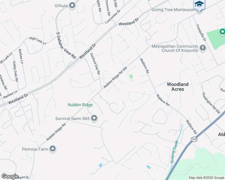 map of restaurants, bars, coffee shops, grocery stores, and more near 1009 Bretton Ridge Lane in Knoxville