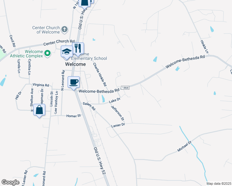 map of restaurants, bars, coffee shops, grocery stores, and more near 406 Welcome-Bethesda Road in Lexington