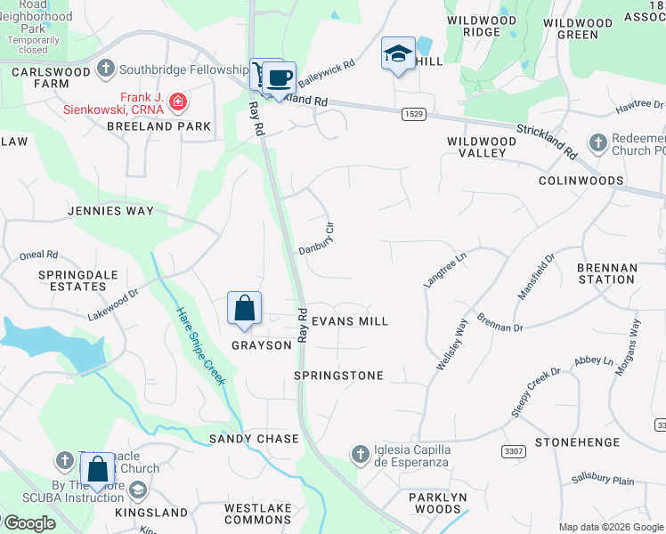 map of restaurants, bars, coffee shops, grocery stores, and more near 8616 Maidstone Court in Raleigh