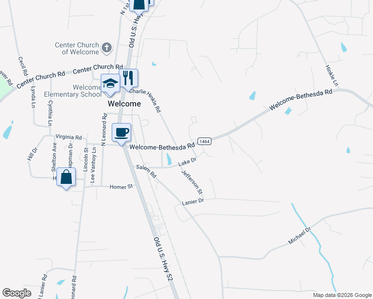 map of restaurants, bars, coffee shops, grocery stores, and more near 406 Welcome-Bethesda Road in Lexington