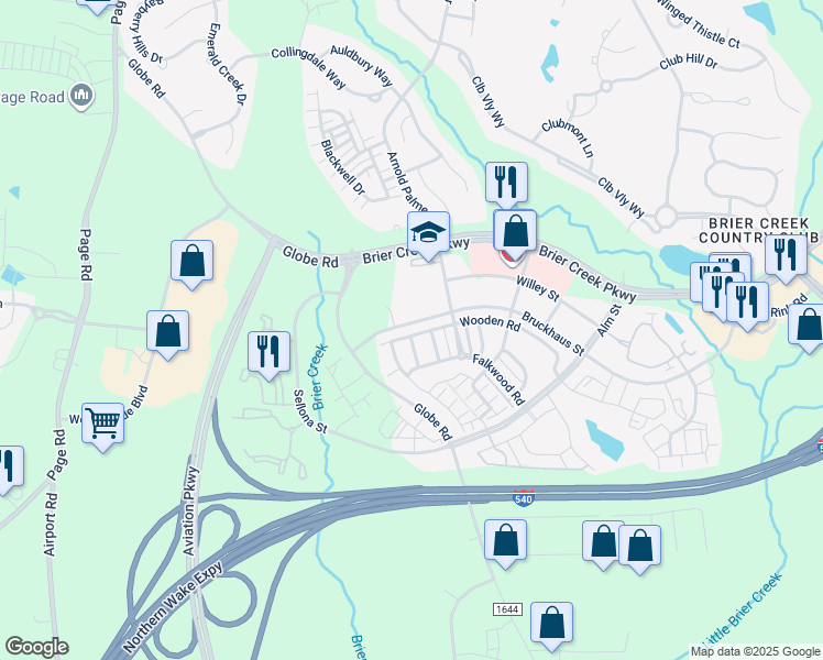 map of restaurants, bars, coffee shops, grocery stores, and more near 9334 Wooden Road in Raleigh