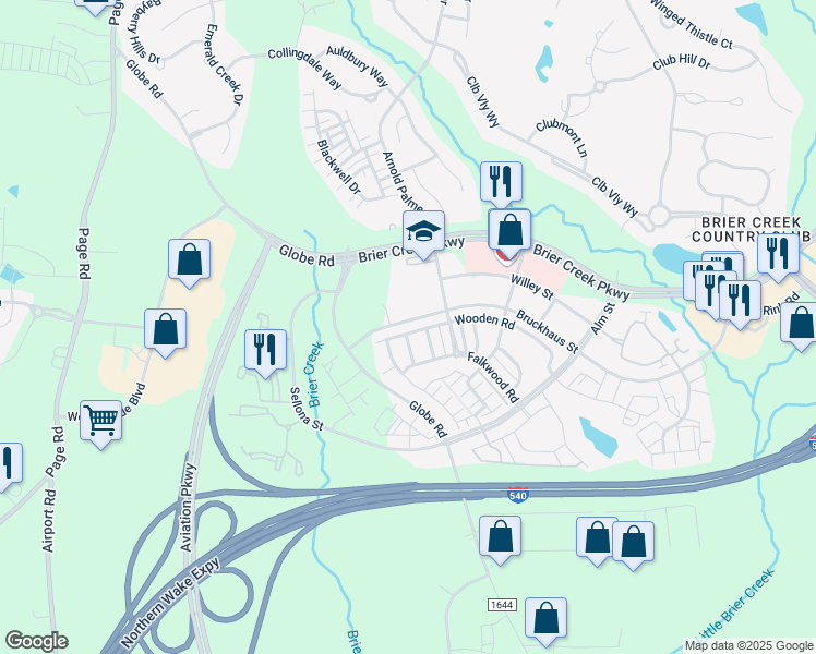 map of restaurants, bars, coffee shops, grocery stores, and more near 9334 Wooden Road in Raleigh